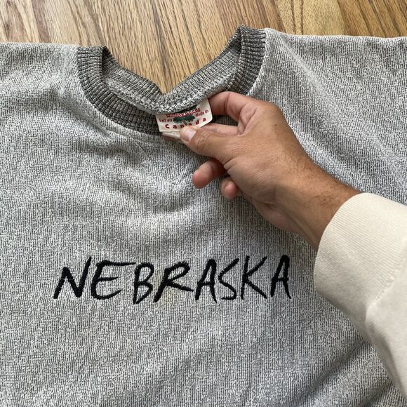 Men's Vintage 90s Quality Goods Nebraska Gray Crewneck Pullover Sweatshirt Sz XL - Picture 2 of 3